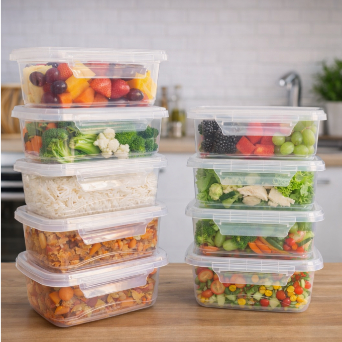 Kit 10 Marmita Potes 800ml com Travas Laterais BPA FREE - Alimentos organizadores de congelador