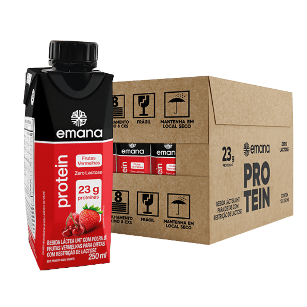 Emana Bebida Protein 23g Frutas Vermelhas 250ml - Kit 12 Unidades em Oferta na Shopee