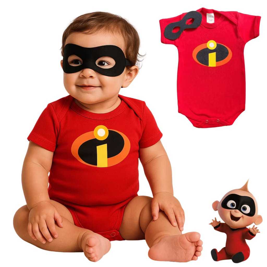 Body Bebê Os Incríveis BODY + MASCARA Fantasia TemáticoInfantil Super-Heróis em Oferta na Shopee