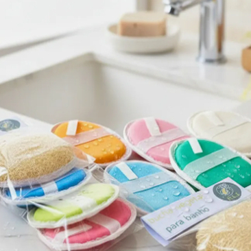 Bucha de Banho Oval em Esponja Vegetal – Esfoliação Natural Eficiente | Envio Imediato em Oferta na Shopee