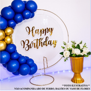 Espelho Decorativo Happy Birthday Aniversário Lettering em Acrílico Dourado - OFERTA MINI FESTA NA MESA em Oferta na Shopee