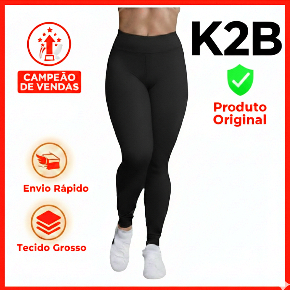 Calça legging K2B original cós largo cintura alta leg tecido grosso em Oferta na Shopee