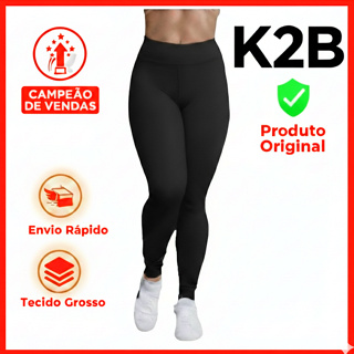Calça legging K2B original cós largo cintura alta leg tecido grosso em Oferta na Shopee