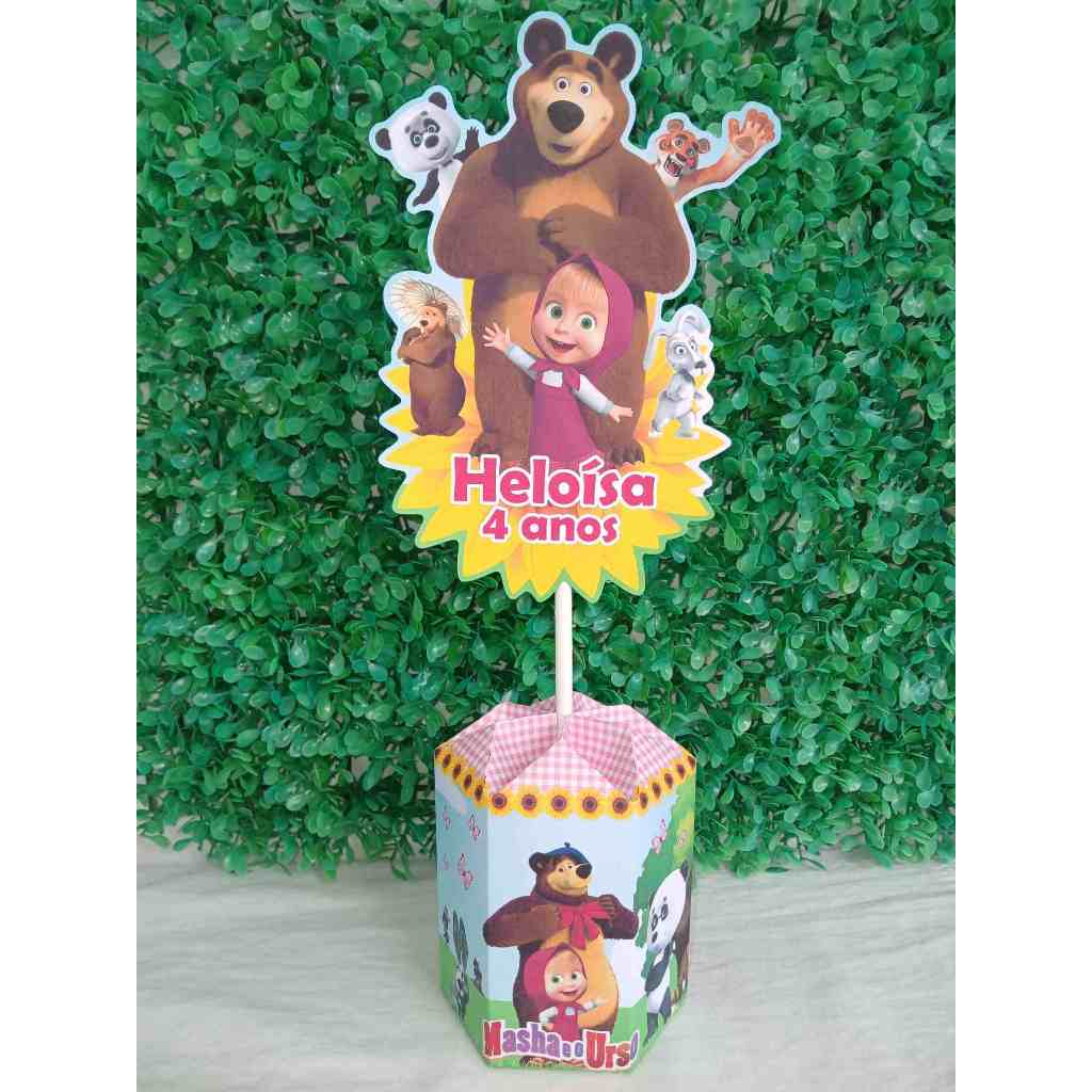 Centro de mesa Masha e urso/pegue e monte  enfeite de mesa masha e urso  e lembrancinha de festa infantil