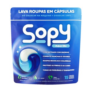Lava Roupas em Cápsula Sopy Aqua Blu 225ml (15 unidades) em Oferta na Shopee