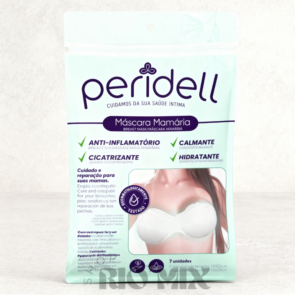 Máscara Mamária Peridell Cicatrizante Anti Inflamatório Pós Operatório Silicone Calmante Hidratante