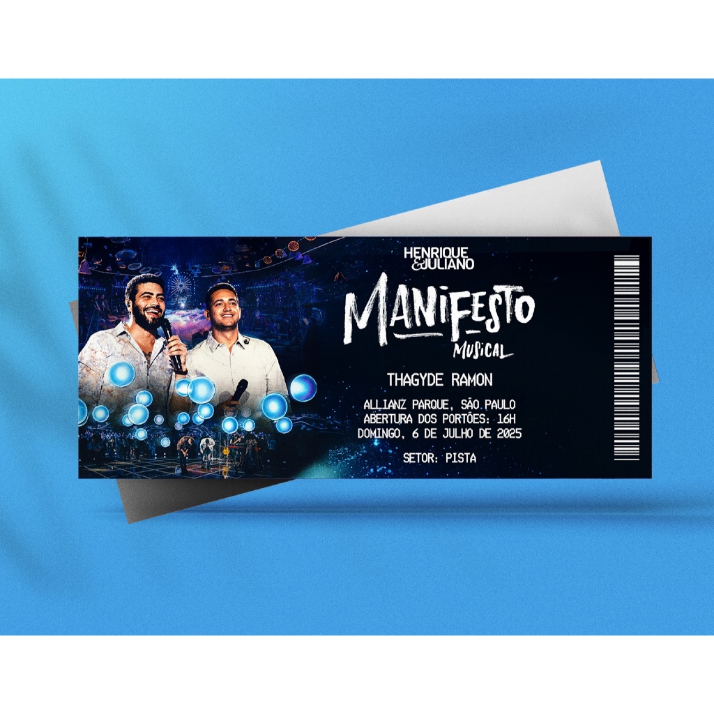 Ingresso Holográfico Personalizado Henrique & Juliano - Manifesto Musical