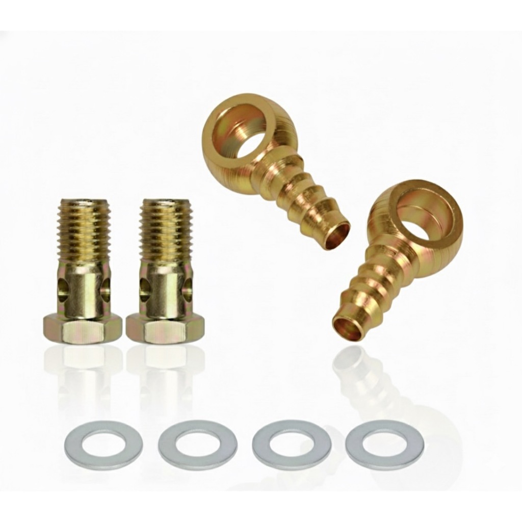Kit Parafuso Oco 14mm + Olhal Banjo X Tubo Nylon 10x7mm