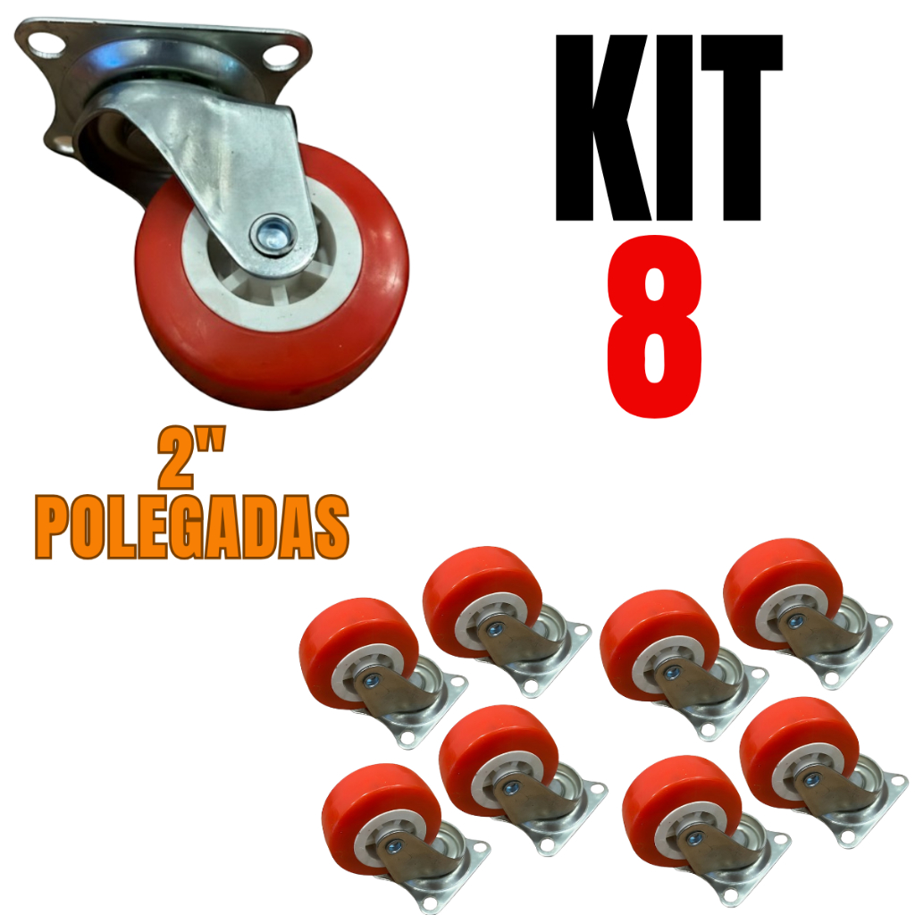 Kit 4 | 6 | 8 Rodinhas Rodas Rodízio Giratório Reforçado 2 Polegadas 5Cm Para Móveis Pesados Anti Riscos