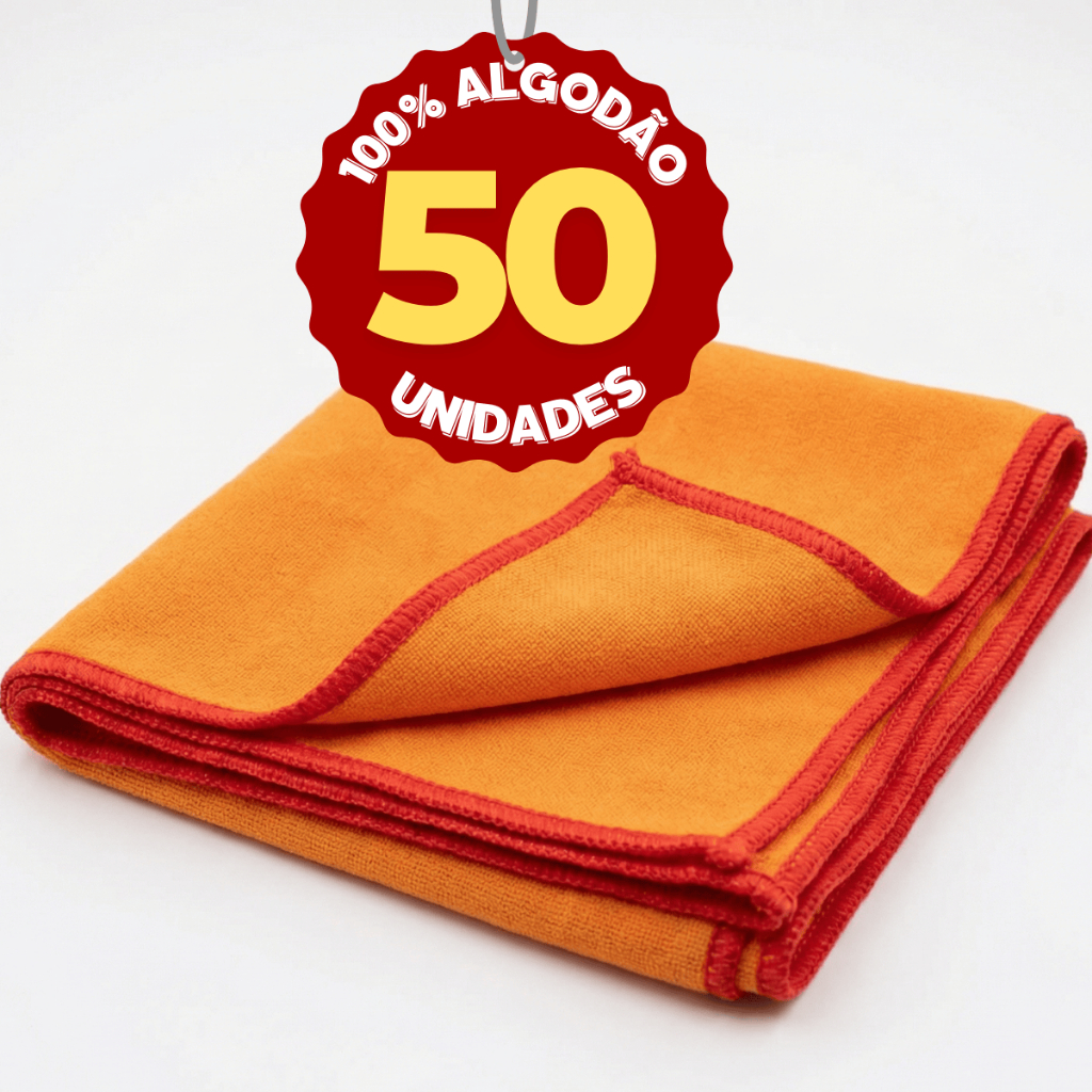 Atacado 50 Flanelas de Algodão Laranja 38x28cm | Cantos Reforçados Overloque | Multiuso Casa e Automotivo em Oferta na Shopee