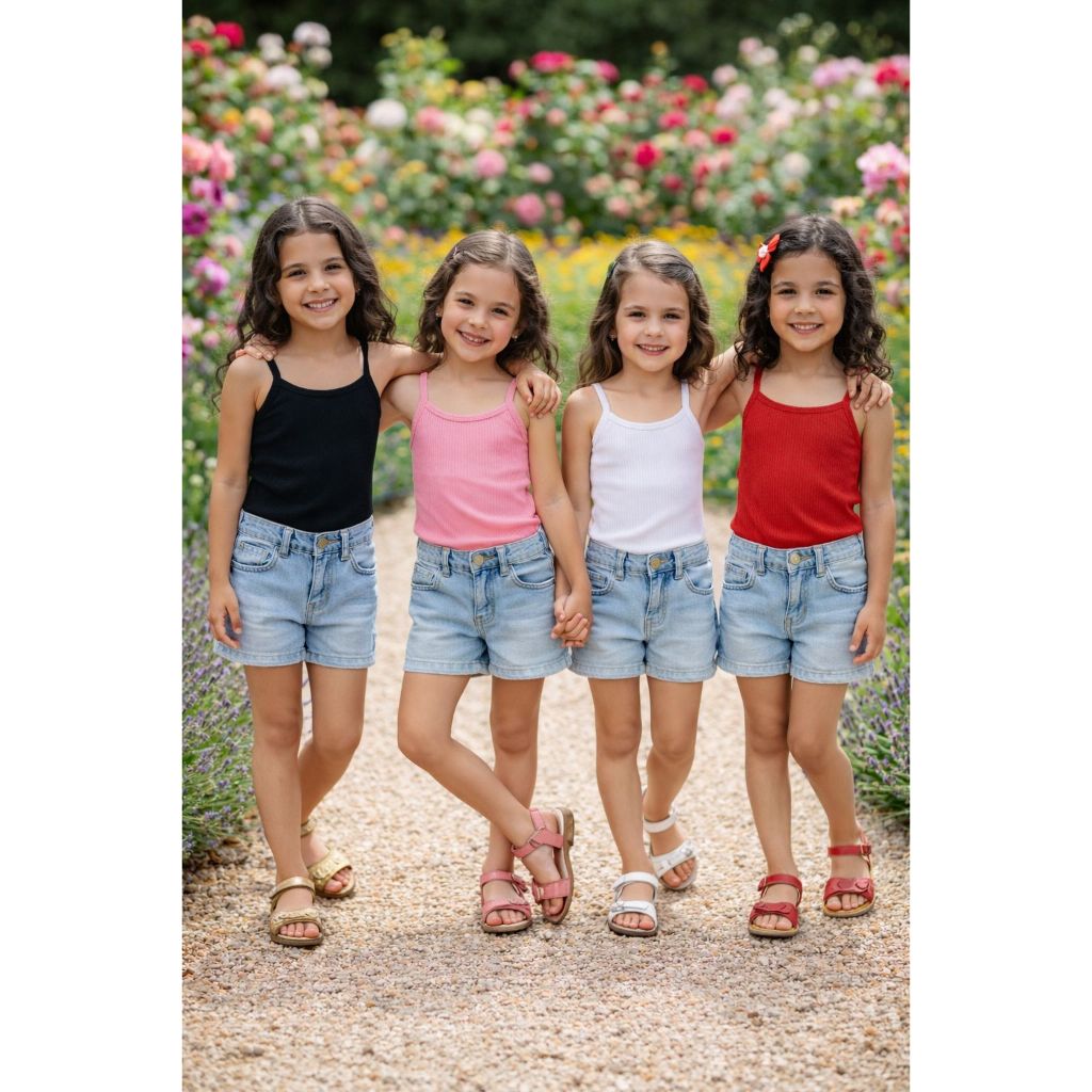 Regata Alça Canelada Infantil Feminina em Oferta na Shopee