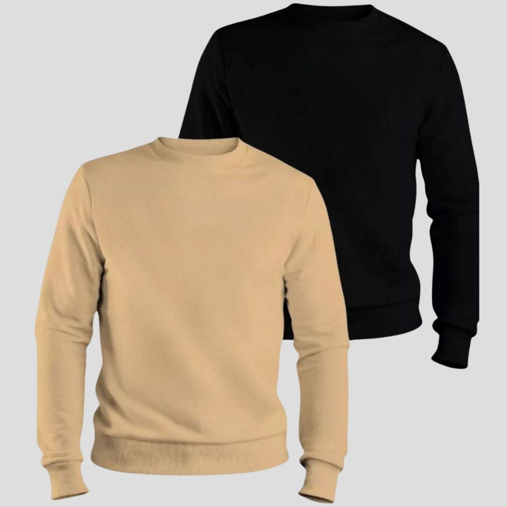 Kit 2 Moletom Masculino Algodão Liso Flanelado Gola Redonda Confortável Oferta Envio Imediato