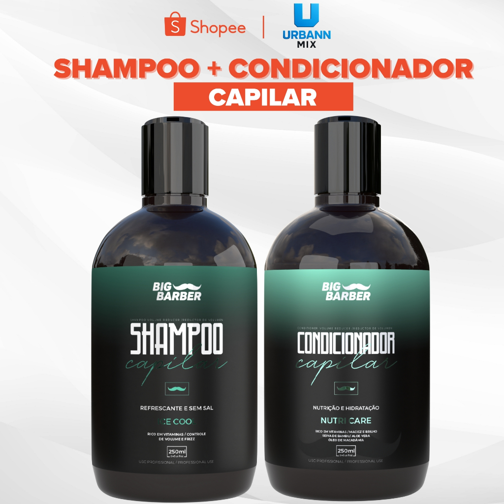 Kit Shampoo + Condicionador Capilar Big Barber 250ml Caixa Com 2 Unidades