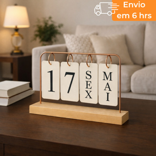 Calendário de Mesa Preto  Dourado Decorativo com Plaquinhas Permanente Luxo para Casa e Escritório em Oferta na Shopee