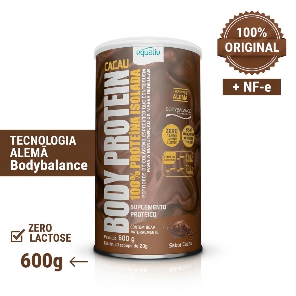 Proteína Isolada Body Protein 450g / 600g - Colágeno para Massa Magra, Zero Lactose, Zero Açúcar e Sem Glúten