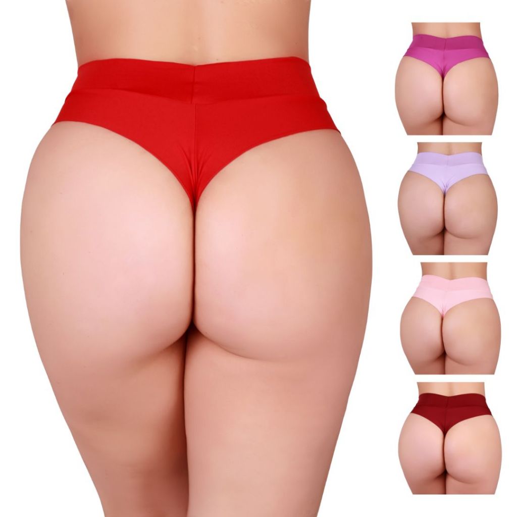 Kit 7 Calcinha Fio Duplo Cintura Alta Cós Alto Básica Reforçada Empina Bumbum Sexy Confortável em Oferta na Shopee