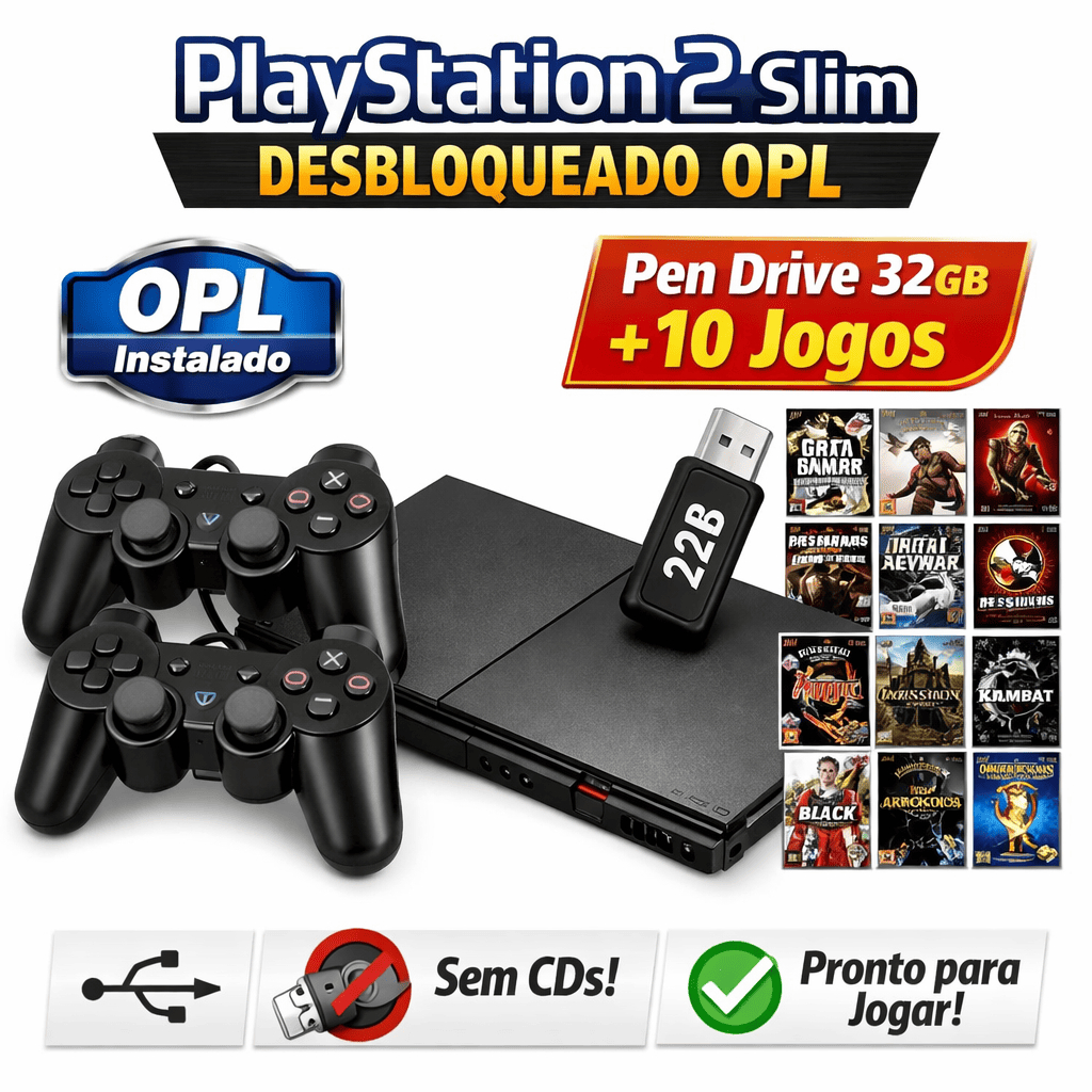 🎮 PlayStation 2 Desbloqueado com OPL – Pronto para Jogar!