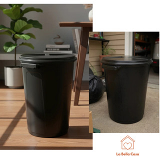 Lixeira Plástica 60L com Tampa Removível Preta para Área Externa. Para Condomínio, jardim. Lixeira Doméstica Grande.