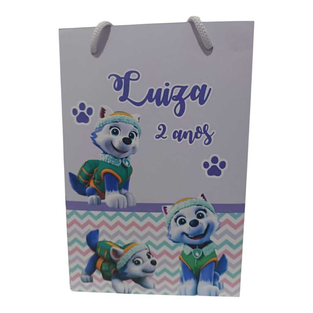 Sacolinha Personalizada com nome e idade 13x20 Everest Patrulha Canina Festa Aniversário Lembrancinha