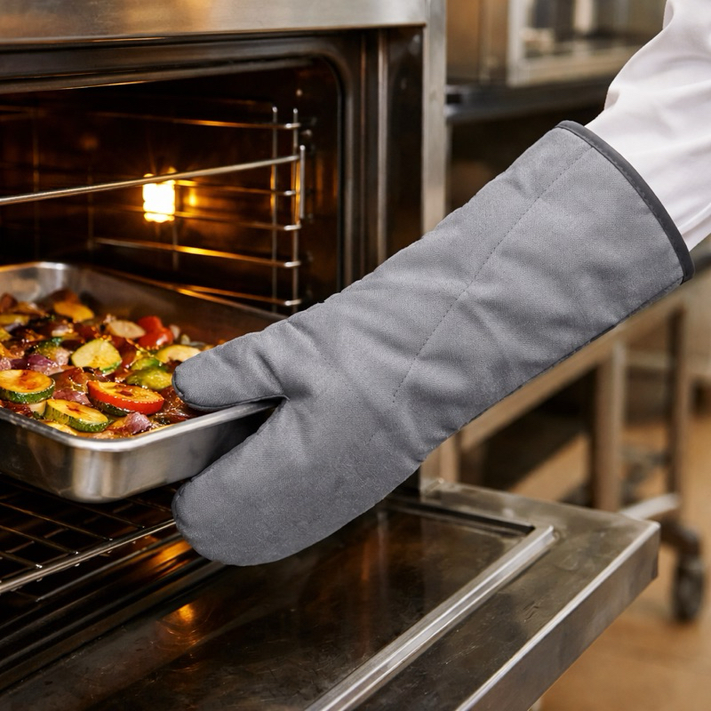 Luva Térmica Cano Longo para Forno Cozinha Industrial Proteção Calor Algodão Metalizado