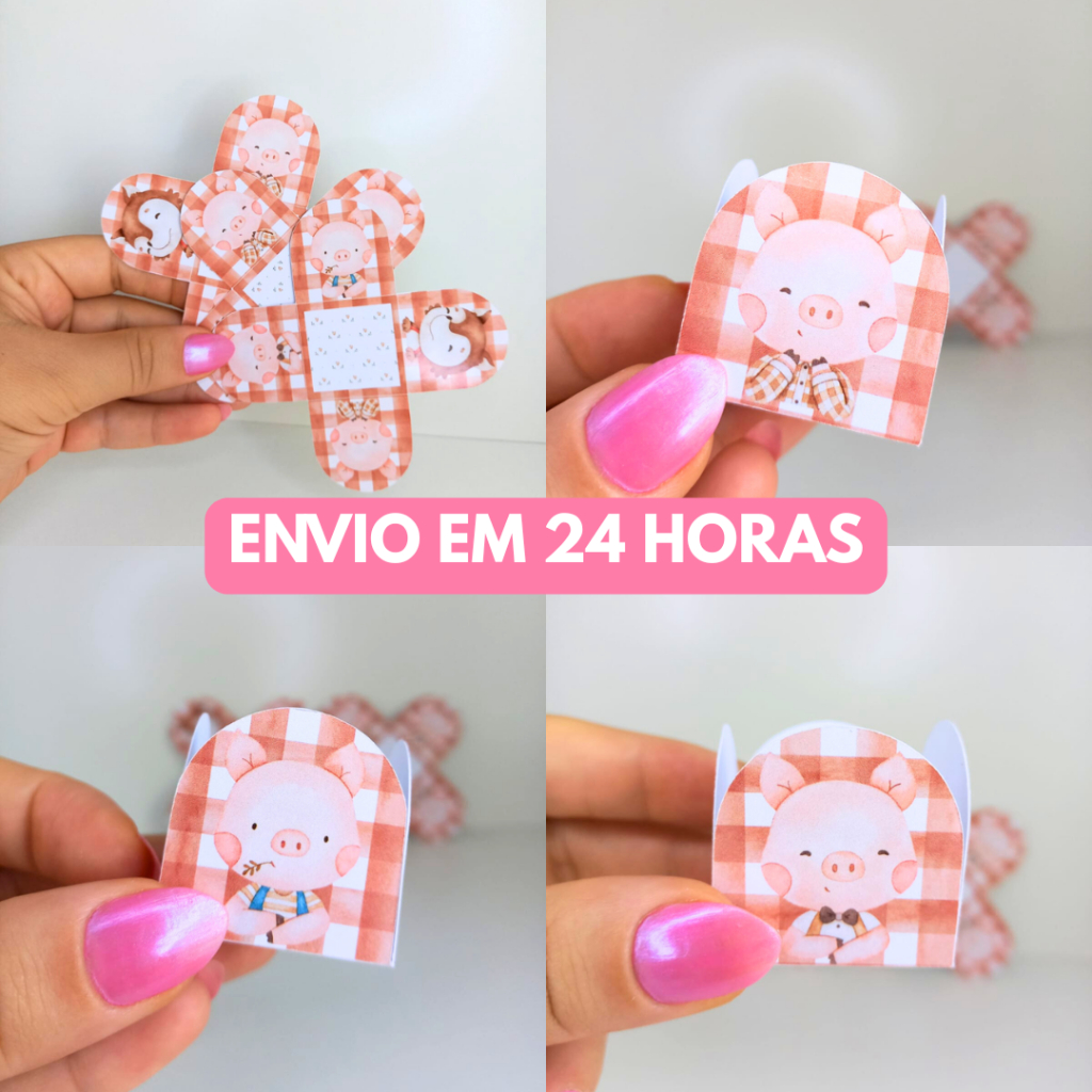 Forminha de Doces Os Três Porquinhos Personalizada no Tema / Lembrancinha de Festa / Aniversário / Festa Infantil