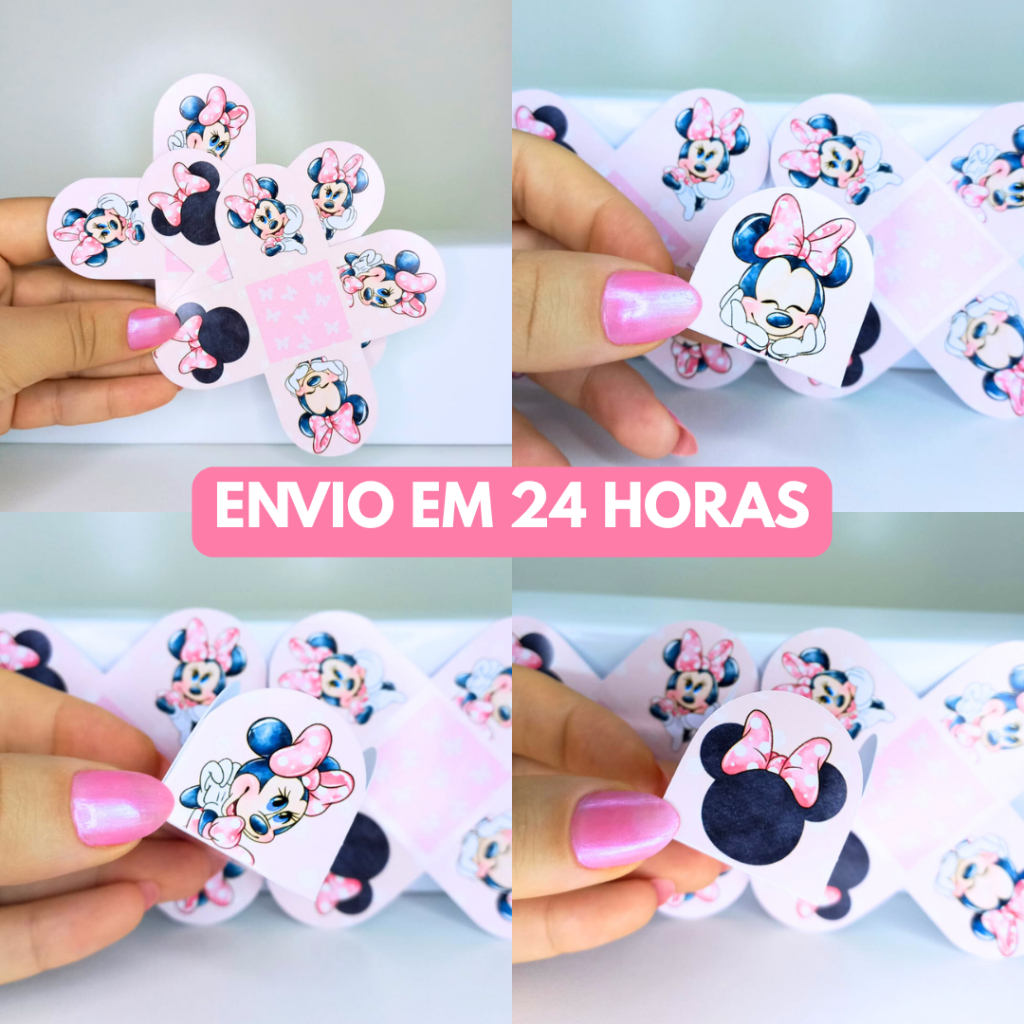 Forminha de Doces Minnie Rosa Menina Personalizada no Tema / Lembrancinha de Festa / Aniversário / Festa Infantil