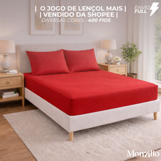 JOGO DE LENÇOL  | CASAL |  3  PEÇAS | MICRO PERCAL | 400 FIOS | LISO | CONFORTO em Oferta na Shopee