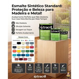 Tinta Esmalte Sintético Barato 900ml Extracrill Madeira e Metal Seca em 30min! Portão Janela Armário em Oferta na Shopee