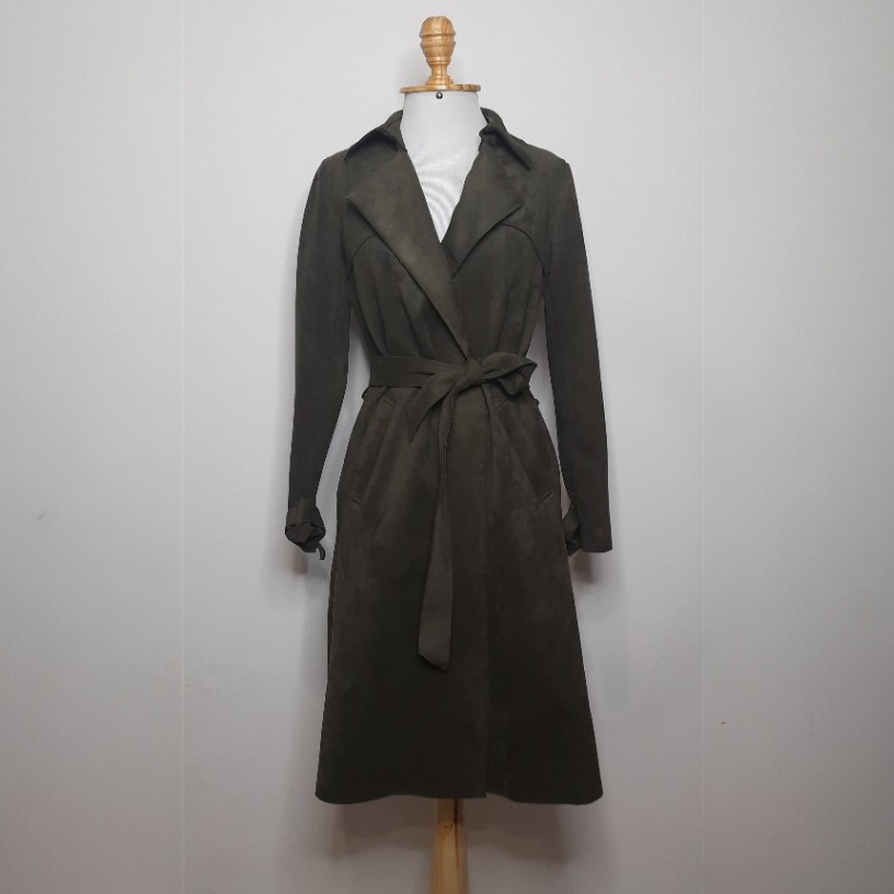 sobretudo suede verde militar