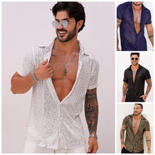 Camisa Masculina Paetê Festa em Oferta na Shopee