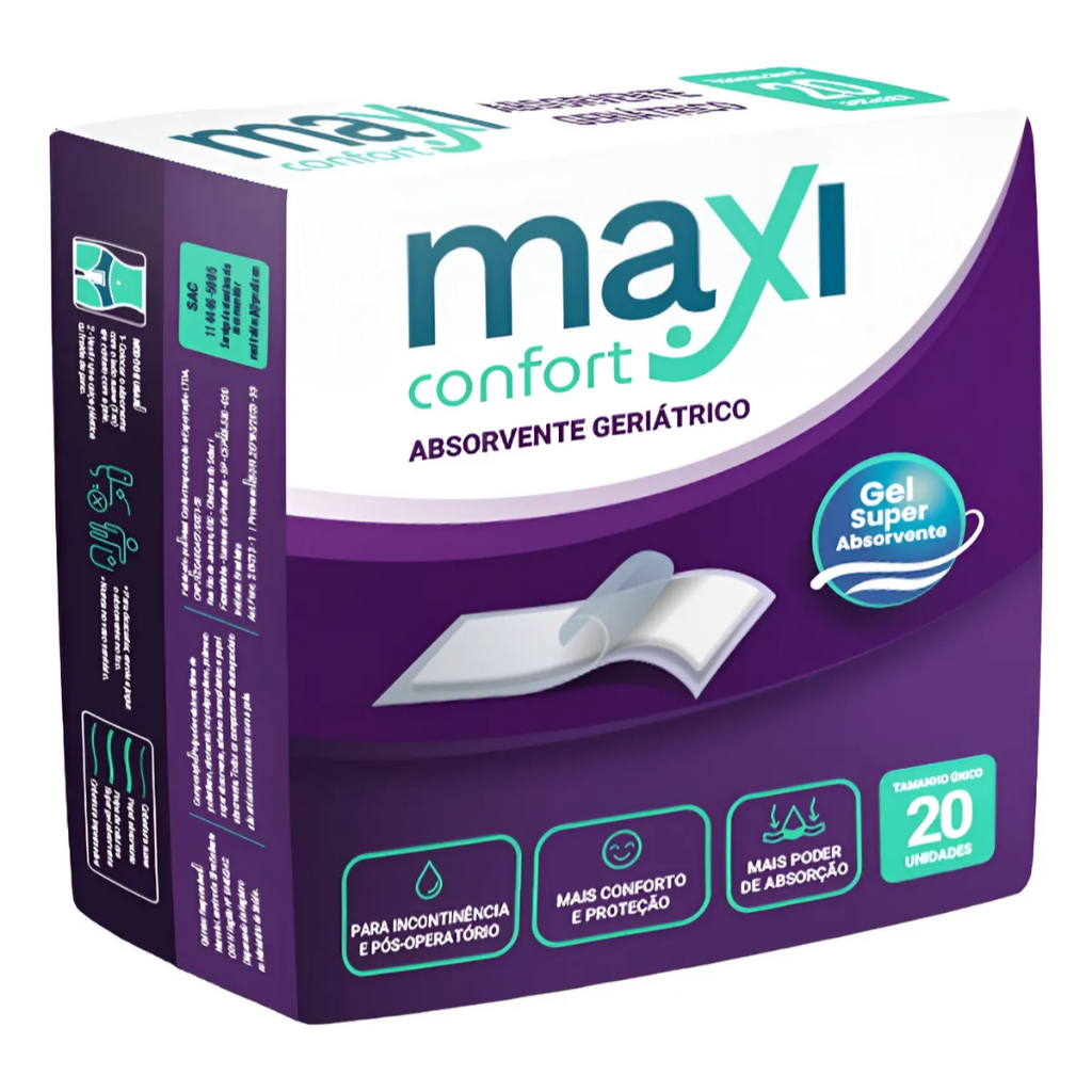 KIT com 03 pacotes de absorventes Geriátrico Maxi Confort - 60 Absorventes