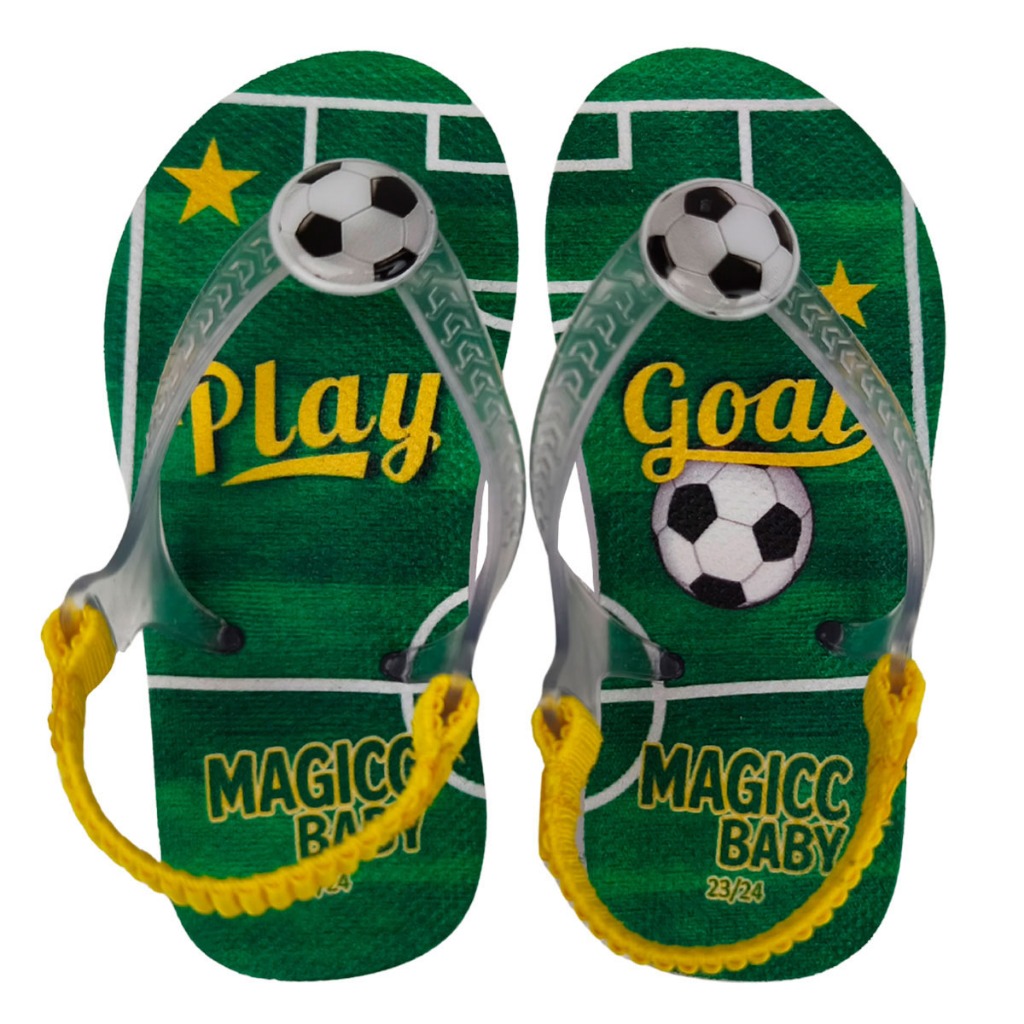Chinelo Bebe Menino Futebol Copa Do Mundo 2026 Sandalia Infantil Menino Elastico Magicc Baby MB-066