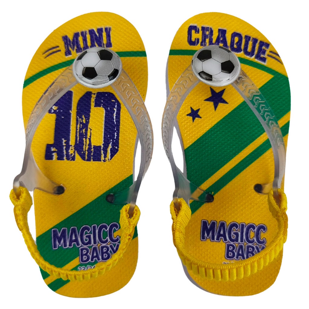 Chinelo Bebe Menino Futebol Copa Do Mundo 2026 Sandalia Infantil Menino Elastico Magicc Baby MB-067