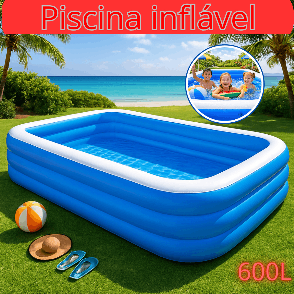 Piscina Inflável Redonda 150cm 600 Litros PVC Resistente Infantil Verão Azul em Oferta na Shopee