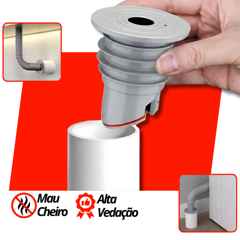 Anel Vedação Silicone Anti Odor Mau Cheiro p/ Tubo de Esgoto 35-50mm Cozinha Banheiro Máquina Lavar