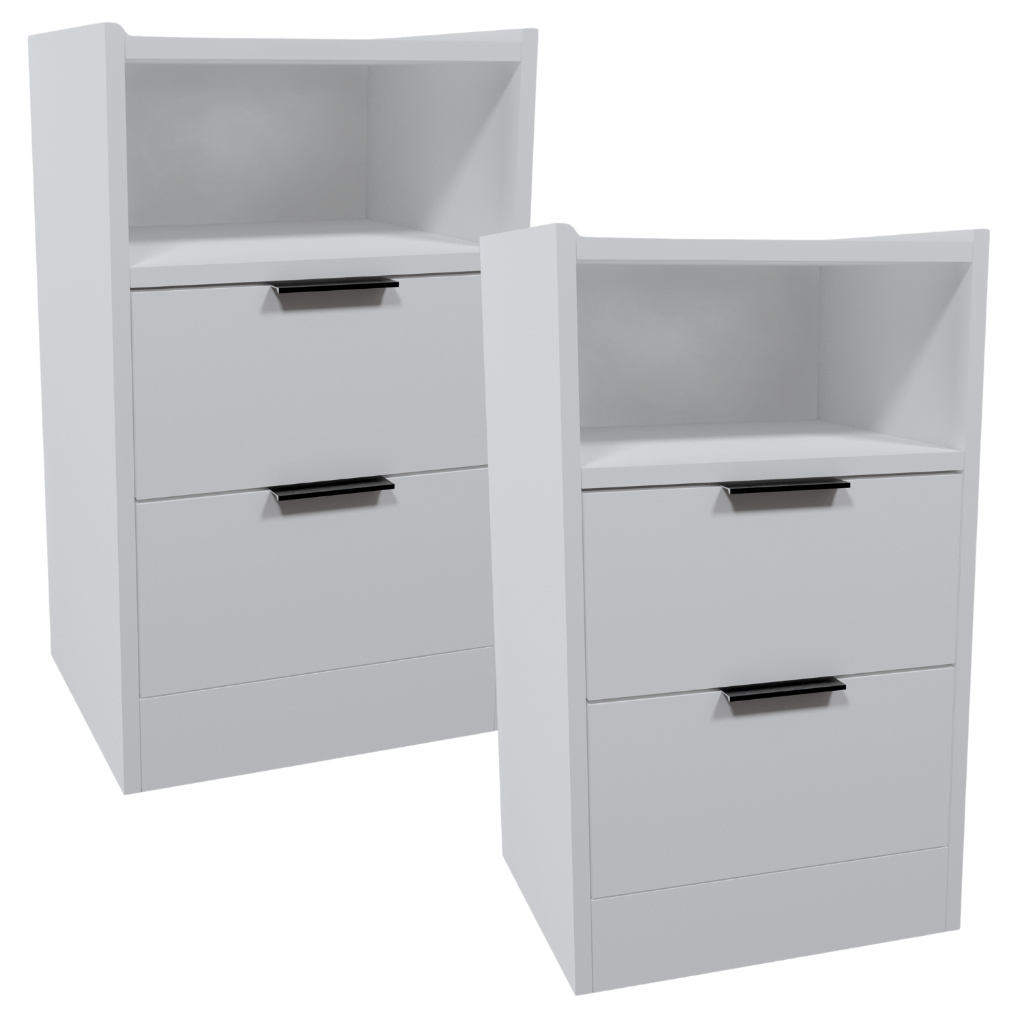 Kit Mesa De Cabeceira VOXA Móveis Mdf 60x30cm 2 Uni. Branco Com Fundo