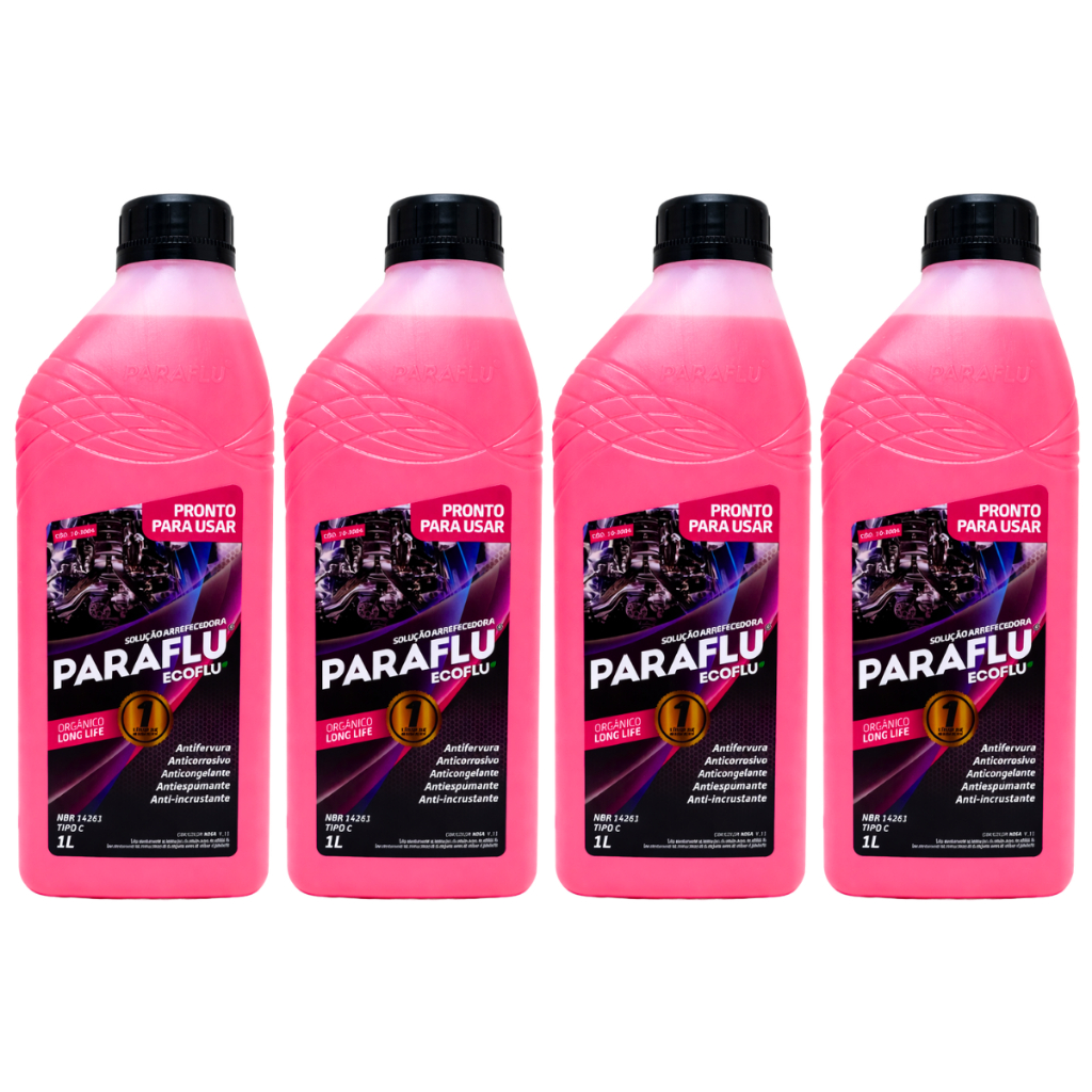 Kit 4 Aditivos Radiador Paraflu Rosa Orgânico Pronto Uso