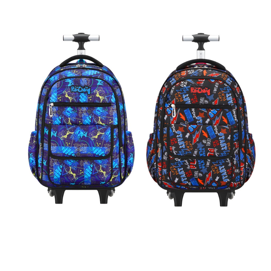 Mochila Escolar Infantil Masculina com Rodinhas Impermeável Estampa Controle Game Bola Fone Grande em Oferta na Shopee