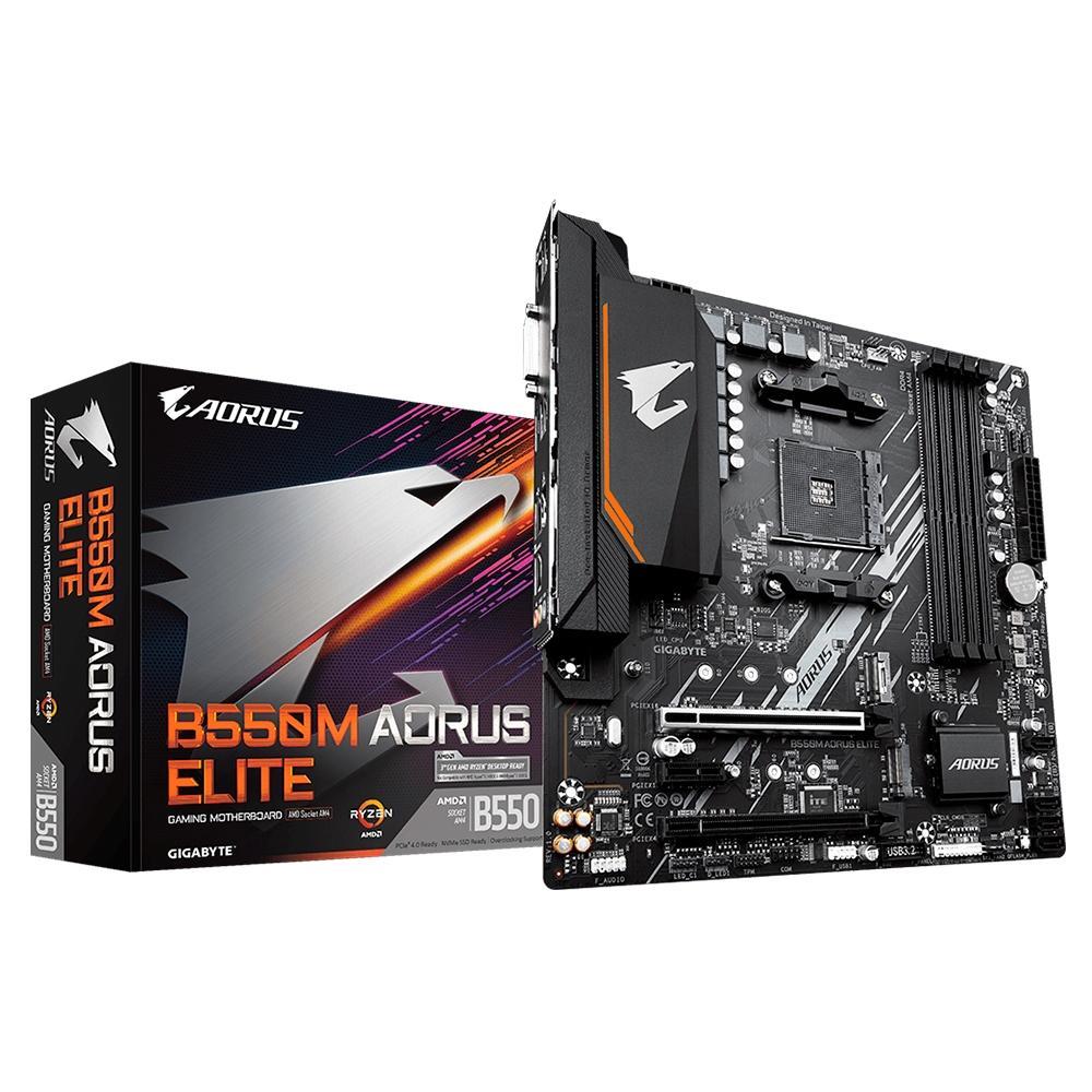 Placa Mãe Gigabyte B550M Aorus Elite AM4 4xDDR4 Chipset B550 mATX