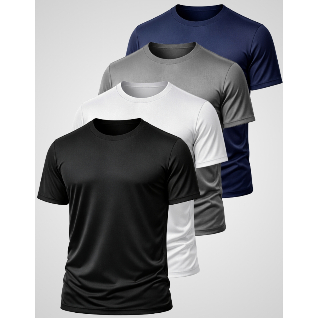 Kit 4 Camiseta Masculina Dry Fit Academia Treino Corrida Leve Anti Suor Trabalho Passeio