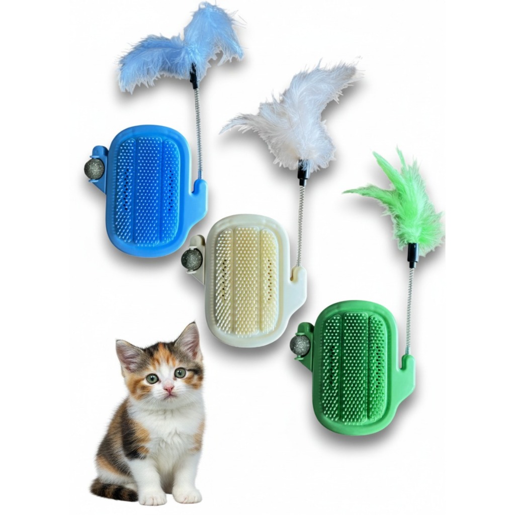 Brinquedo gato Escova de canto com catnip Interativo penas em Oferta na Shopee