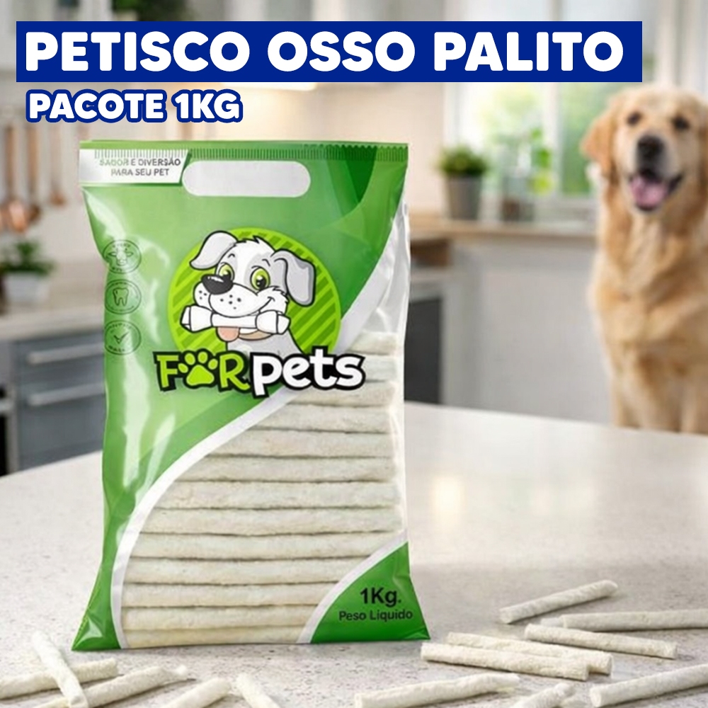 Osso Palito Natural Petisco For Pets 1kg para Cães em Oferta na Shopee