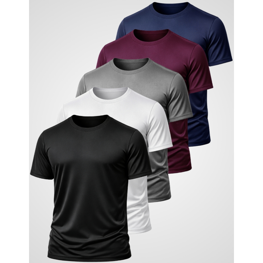 Kit 5 Camisa Academia Dry Fit Masculina Academia Esportiva Treino Anti Suor Leve Basica Confortável