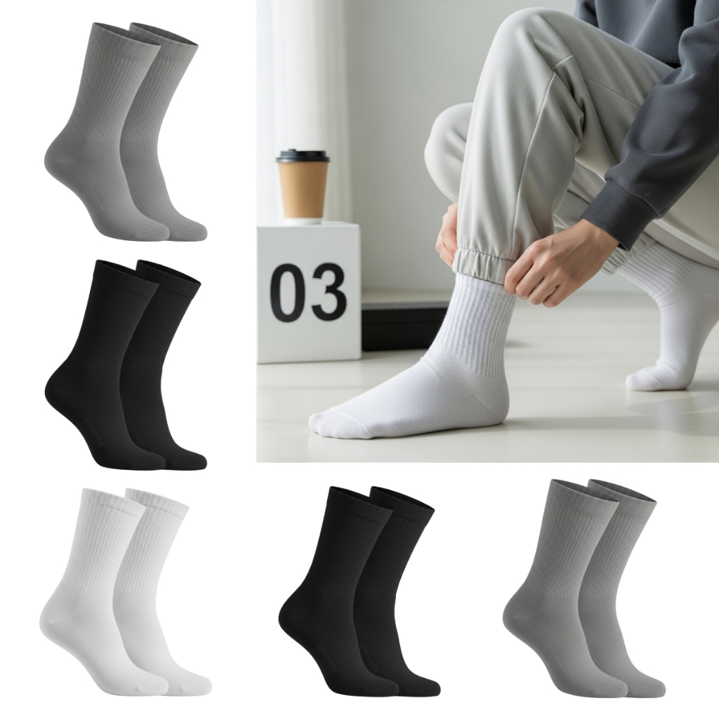 Kit 3 Pares Meias Cano Médio Sortido Macia e Confortável -  QLC Sport em Oferta na Shopee