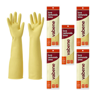 Luva Ranhurada Latex Natural Grossa Punho Longo 40cm Limpeza Reforçada em Oferta na Shopee