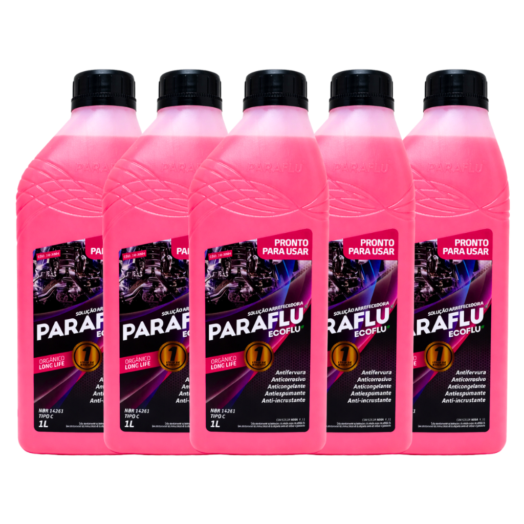 Kit 5 Aditivos Radiador Paraflu Rosa Bioorganico Pronto Uso
