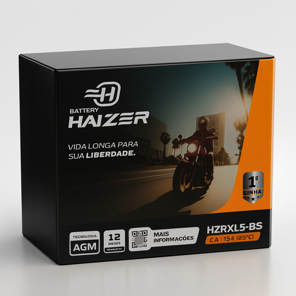 Bateria Moto Haizer Dafra Super 50/Super 100 Zig 50/Zig 110 5Ah 12v Hzrx5l-Bs