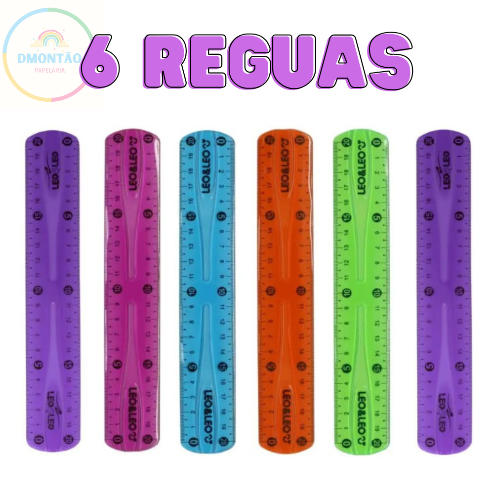 Régua Flexível 20cm - leo e leo  6 Reguas em Oferta na Shopee