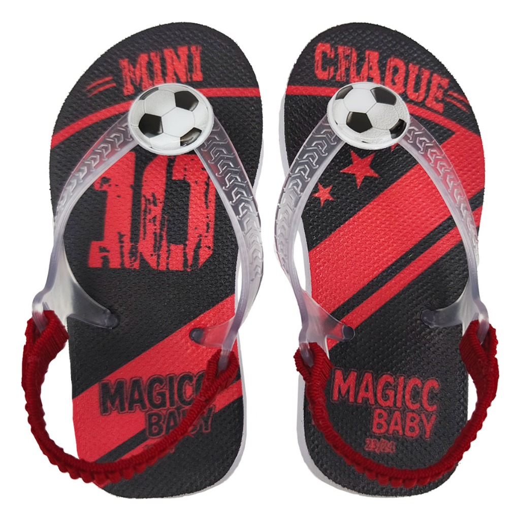 Chinelo Bebe Menino Futebol Time Torcida Sandalia Infantil Menino Com Elastico Magicc Baby MB-063