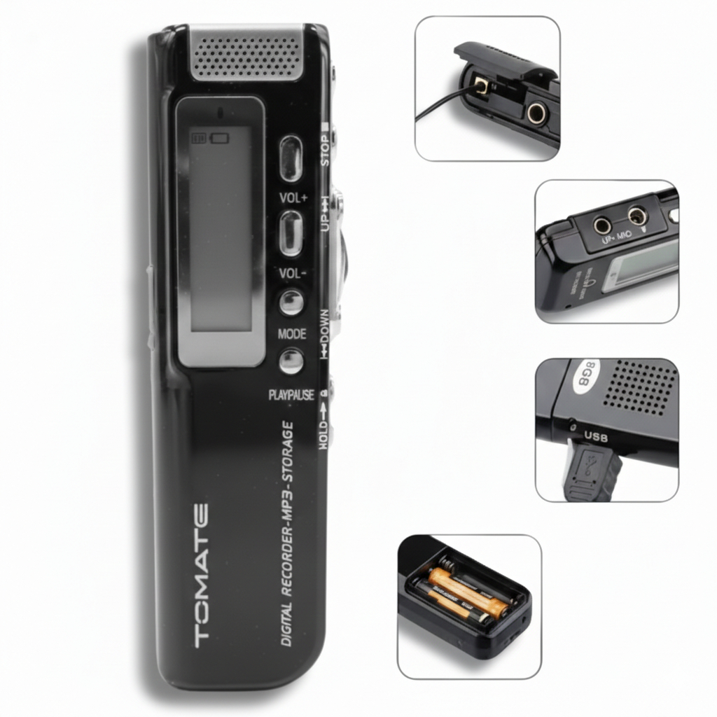 Gravador de Voz Portátil Digital 8GB MP3 140h VOR Display LCD USB Alto falante Microfone Compacto em Oferta na Shopee